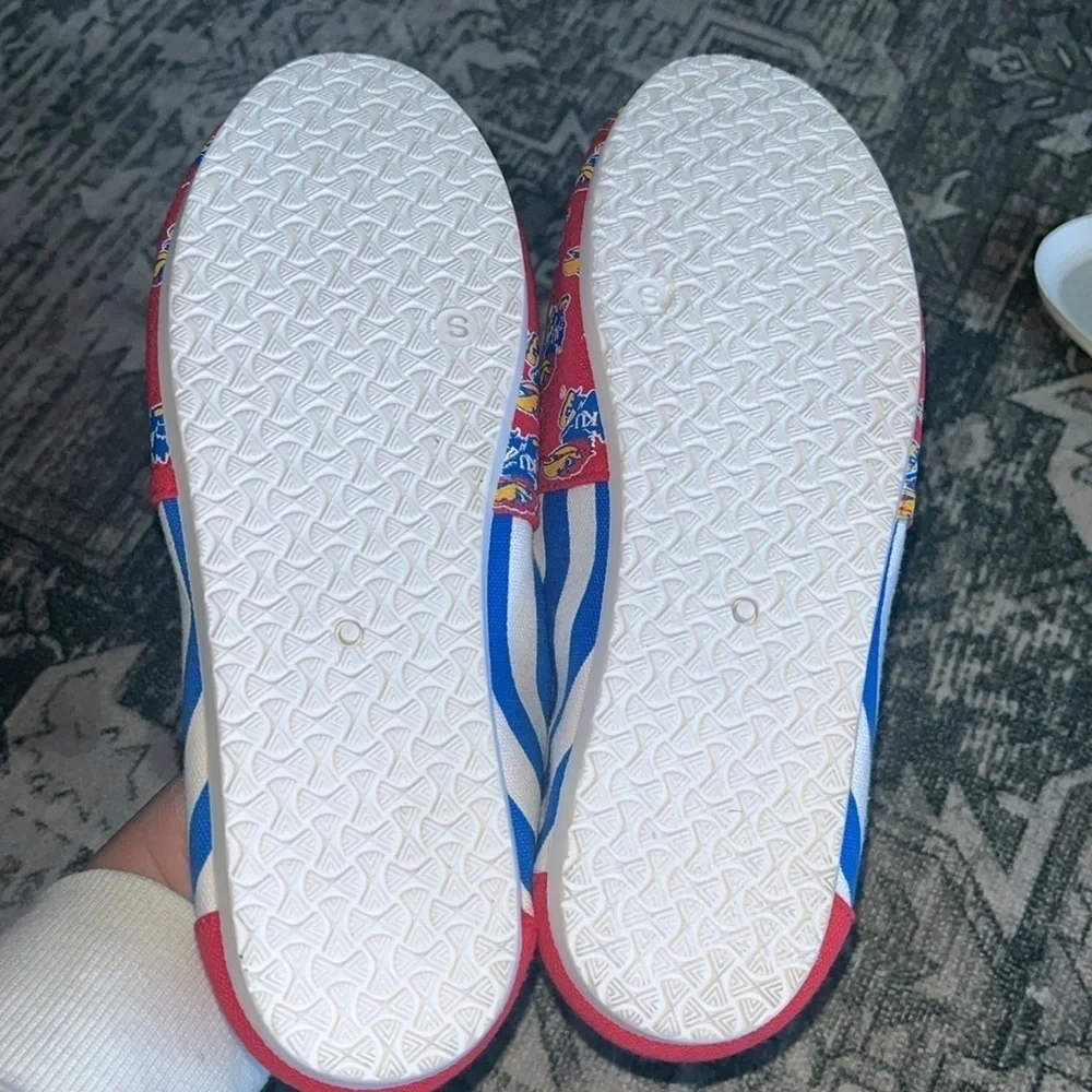 FOCO Kansas Jayhawks Womens Stripe Canvas Shoe size small US 7